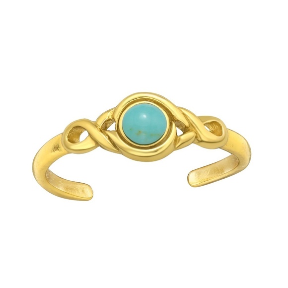 Goldtone Plated Sterling Silver Turquoise Toe Ring - Picture 1 of 1